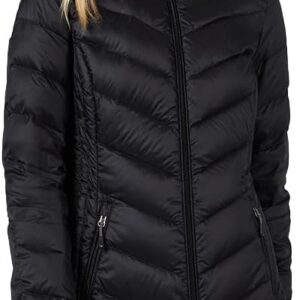 32 Degrees Heat Women’s 3/4 Ultra-Light Down Packable Hooded Jacket| Slim Fit | Layering | Water Repellant
