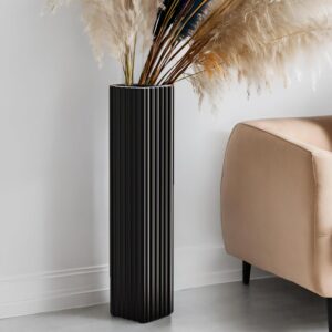 28 Inch Tall Floor Vase, Modern Black Resin Vase for Living Room Decor, Waterproof Sturdy Design, Elegant Home Office Decoration