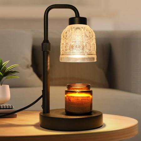 Candle Warmer Lamp with Timer, Dimmable Candle Warmer Lamp, Adjustable Height Candle Lamp, Electric Candle Lamp Warmer with 2 Bulbs, Present for Mom Mother's Day Christmas Home Decor - Black