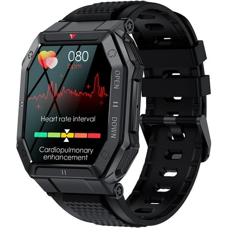 Smart Watch for Huawei Honor 30 Pro+ Military Smart Watch for Men (Answer/Make Call), 1.85in HD Tactical Sports Rugged Smartwatch, Fitness Tracker Watch for Android/iOS Phones - Black