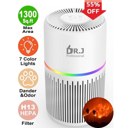 AIRFIRE Air Purifiers for Home up to 1300sq.ft, HEPA Air Purifiers for Bedroom, Pollen, Wildfire/Smoke, Pet Dander&Odor, AP206, White