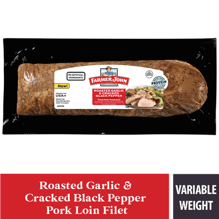 Farmer John, Roasted Garlic & Cracked Black Pepper Fresh Pork, Tenderloin, 0.5-1.85 lb