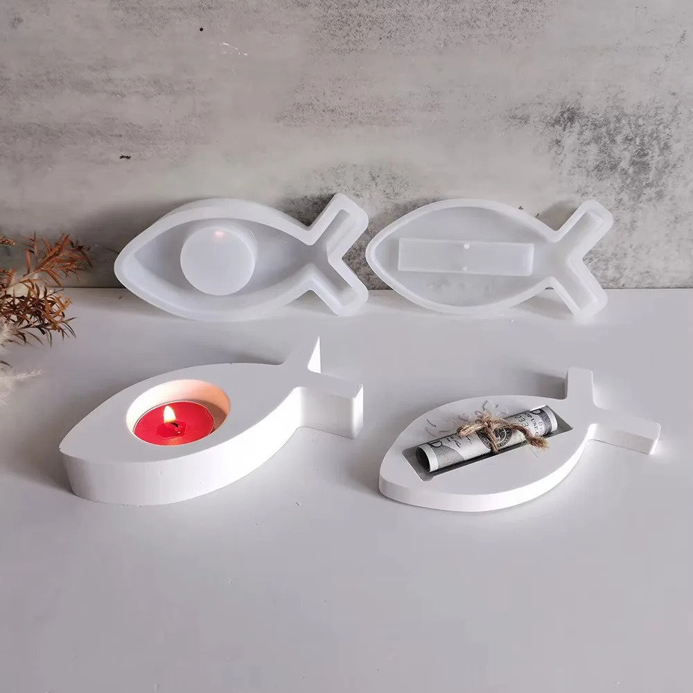 Safety Decorative Fish Tea Lamp Silicone Mold Handmade DIY Fish Candle Mold Cartoon Fish Candlestick Holder Soaps Model