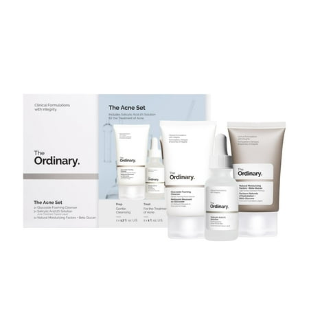 The Acne Set, 3-Step Skin HYZ01 Regimen with Glucoside Foaming Cleanser, Salicylic Acid 2% Solution, and Natural Moisturizing Factors + Beta Glucan | Skin Care Set