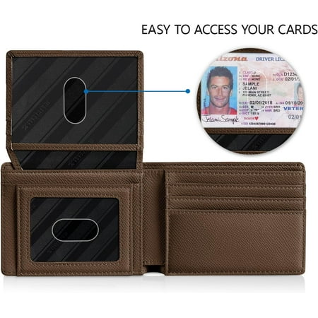 TRAHOO-Wallet for Men Slim Rfid Leather 2 ID Window With Gift Box