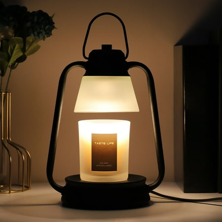 Banghong Home Decoration Scented Metal Candle Warmer Lamp with 2 Bulbs Black