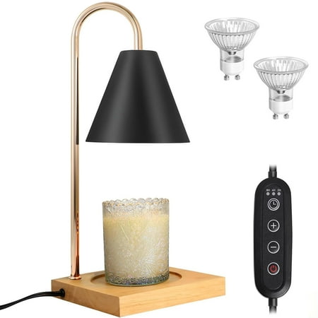 BITOUSHI Candle Warmer Lamp with 2 Bulbs, Electric Candle Lamp Warmer with Dimmer Bedroom Home Decor Birthday Gifts for Women Mom, Candle Lamp Compatible with All Jar Candles - Black