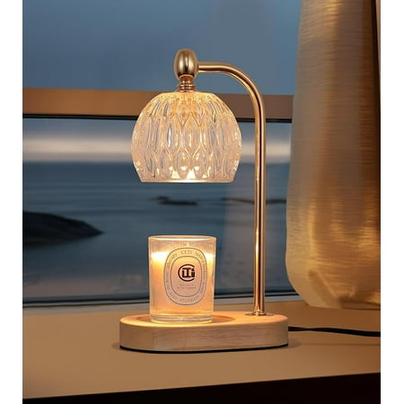 Candle Warmer Lamp with Timer and Dimmer,Electric Gold Light Gifts for Women Melt Wax Warmer Lamp with 2 Bulbs for Candle Jars House Warming New Home Decor Bedroom