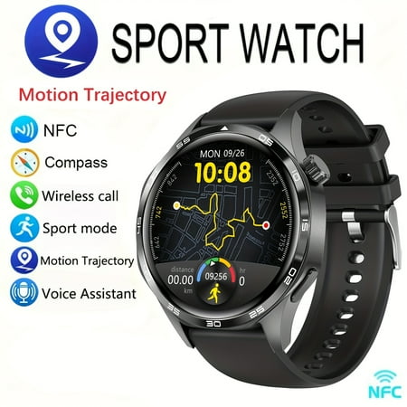 Coiseshop Men'S Smart Watch GT5PRO Wireless Call, Digital Display, Electronic Movement,Date Calendar, Calorie Counter, Round Dial, Unisex Outdoor Fitness Watch for IPhone/Android