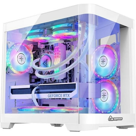 Hoengager Poseidon Gaming Desktop PC - AMD Ryzen 7 5700X 8-Core 3.4GHz- GeForce RTX 4060 - 32GB DDR4 3200MHz - 1TB M.2 +2TB SATA SSD- WIFI & Bluetooth 5.0 -240 liquid Cooler - Windows 11 Pro Computer