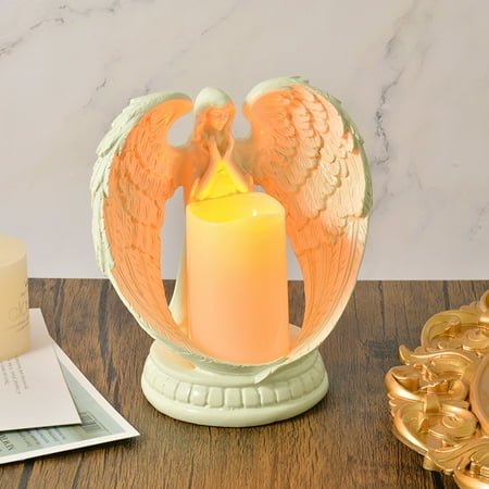 InsCrazy Night Light Decorations, Angel Candle Holders Ornament Candle Lamp
