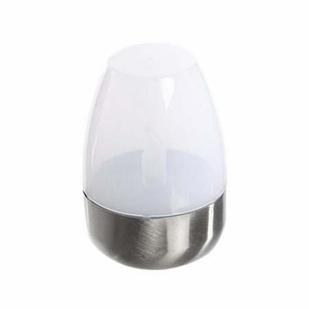 LIJCC Solar LED Stainless Steel Candle Light Table Lamp Outdoor Garden Decoration Balcony Decorative Patio Lighting
