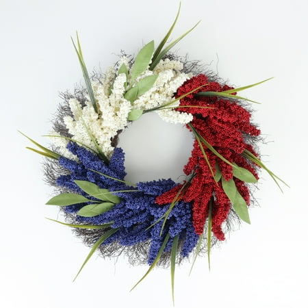 Seasons Patriotic Wreaths for Front Door, 4th of July Wreath with Red White Blue Colors, Independence Day Home Decor (20 Inch)