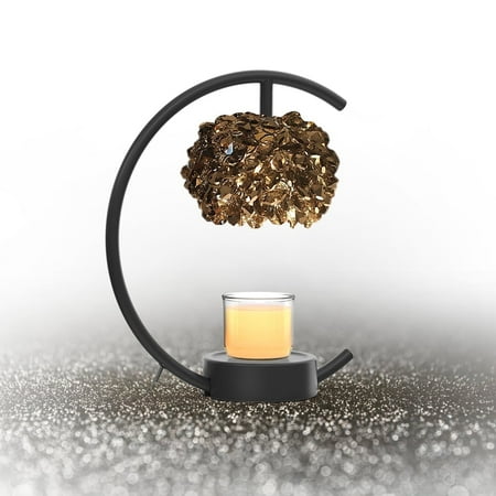Yeuslor Candle Warmer Lamp for Jar Candles with Adjustable Brightness&Timer,Handcrafted Crystal Candle Lamp Luxurious Design+2Bulbs,Home Decoration Electric Candle lamp(Black C-Shaped)