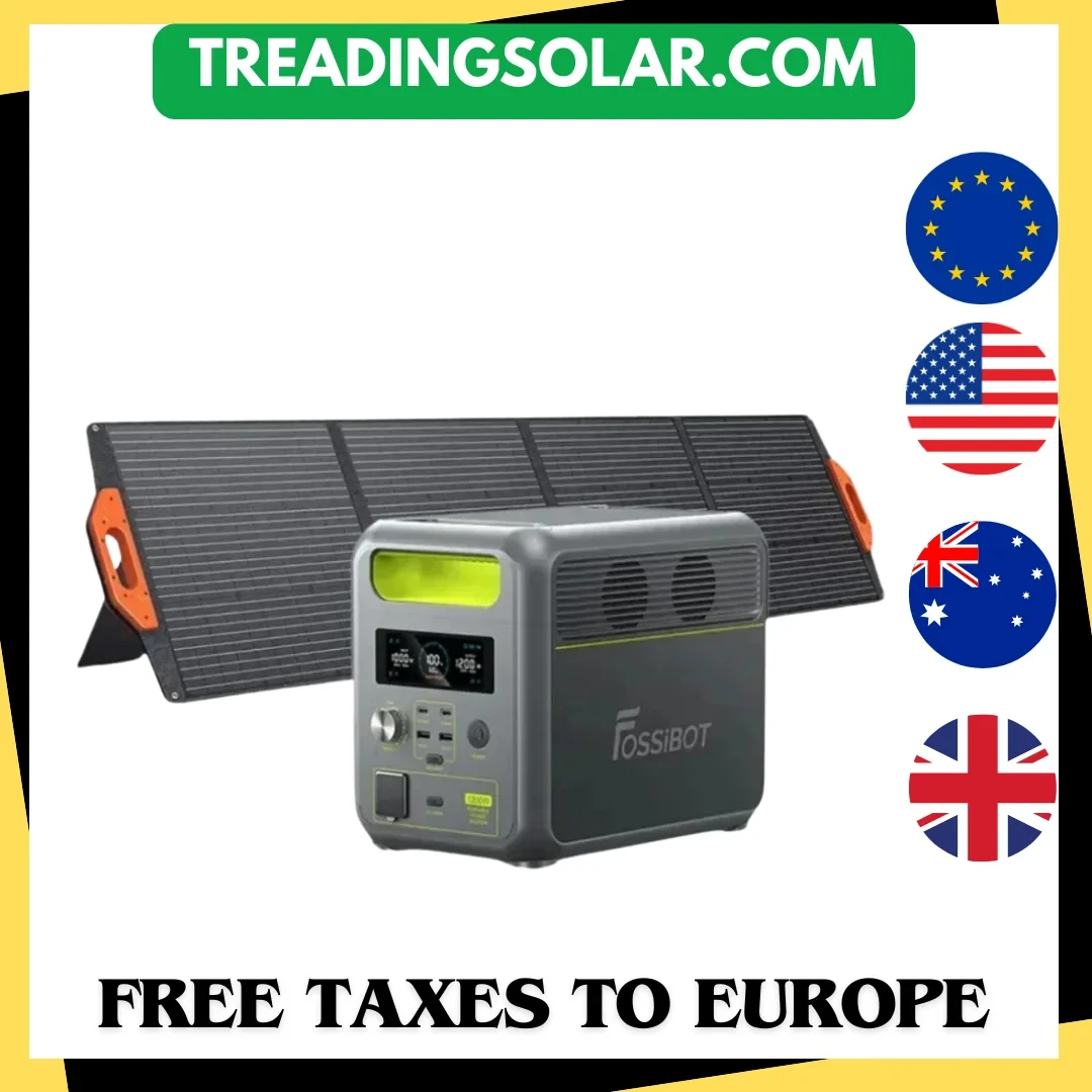 F1200 Portable Power Station + FOSSiBOT SP200 Foldable Solar Panel, 1024Wh Capacity, 1200W Rated Power, 7 Output Ports
