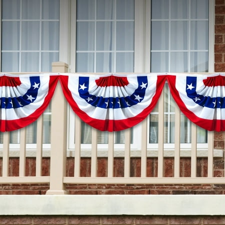 G128-(1pk) 1.5x3 Ft American Fan Flag USA Bunting Patriotic Decoration 4th of July decor Printed