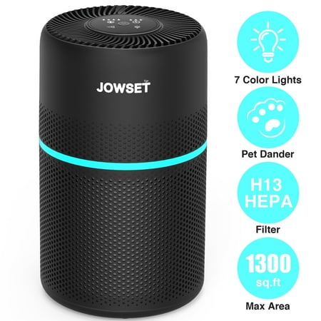 JOWSET Air Purifiers for Home, H13 True HEPA Air Purifiers for Allergies and Asthma, Covers 1300 sq.ft for Bedroom, Wildfire, Odor, Pollen, Black