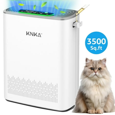 KNKA HEPA Air Purifiers for Home Large Room up to 3500 Sq.ft – Allergy & Pet Hair Relief, Air Quality Monitor, Auto/Turbo Mode, Essential Oil Diffuser, Ultra-Quiet
