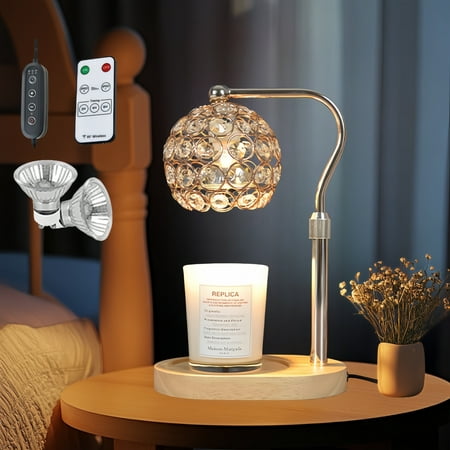 MEHOOM Candle Warmer Lamp with 2*50W Bulbs, Adjustable Height Lamp with Timer & Dimmer