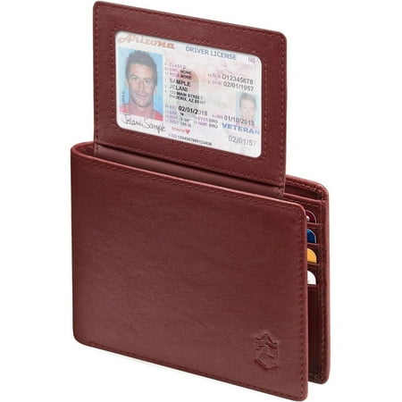 Men's Slim RFID Blocking Leather Wallet,12 Card Slots Bifold Wallet,Ultra-Thin 0.39" Front Pocket Design 2 ID Window with Gift Box