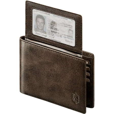 Men's Slim RFID Blocking Leather Wallet,12 Card Slots Bifold Wallet,Ultra-Thin 0.39" Front Pocket Design 2 ID Window with Gift Box