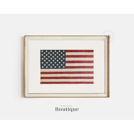 Patriotic American Flag Print Wall Art Usa Flag Decor & 4Th Of July Download Vintage-Style Red White Blue Home Decor No.479 ,Decor For Living Room Bedroom, 8x12 UNFRAMED