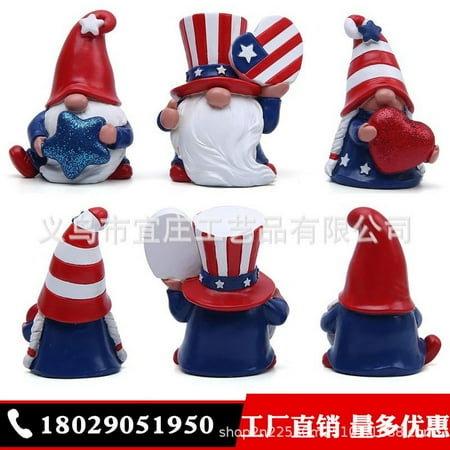 Pjtewawe 4th Of July Patriotic s USA & Stripes Resin Statues American Independence Day Decor Gifts Handmade Home Tiered Tray Figurines (3pcs) Red