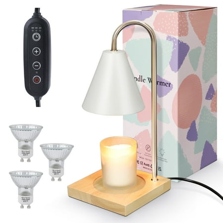 RUXAN Candle Warmer Lamp with Dimmer Timer- for Jar Candles, Wax , Home Decor, Bedroom, Christmas Gifts for Mom, White (Includes 3 Bulbs)