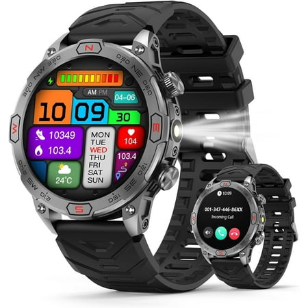 Smart Watch for Huawei Honor 30 Pro+ - AMOLED 1.43" Display with LED Flashlight, Outdoor Smartwatch with Compass/Altitude/Air Pressure, Waterproof Fitness Tracker Watch