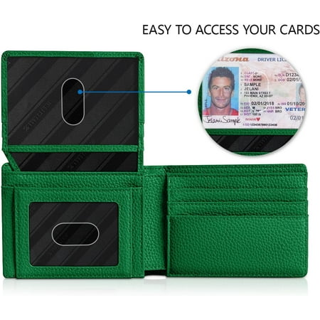 TRAHOO-Wallet for Men Slim Rfid Leather 2 ID Window With Gift Box