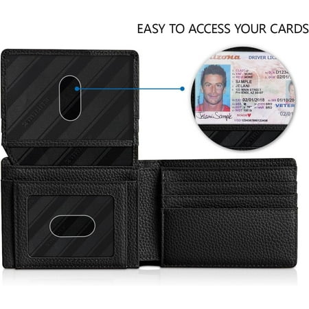-Wallet for Men Slim Rfid Leather 2 ID Window With Gift Box