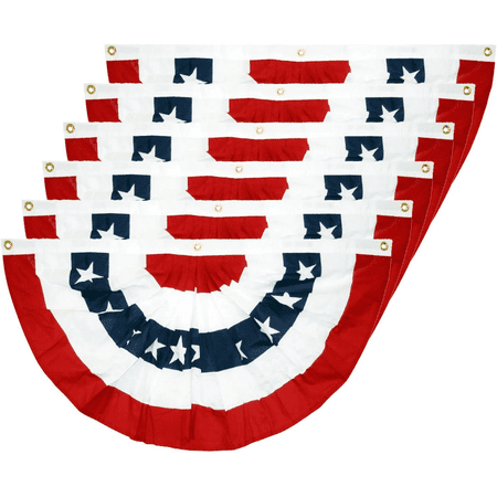 Ze 6 Pack USA Pleated Fan Flag 1.5x3 Feet American Bunting Flag Banner Small USA Flags for Memorial Day 4th of July Porch Home Outdoor Decoration