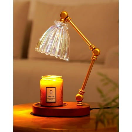 Candle Warmer Lamp with Timer Dimmer, Candle Lamp with 3 Bulbs for Adjustable Angle and Brightness, Vintage Candle Warmer for Scented Jar Candles Bedroom Home Decor House Warming Gifts New Home, Gold