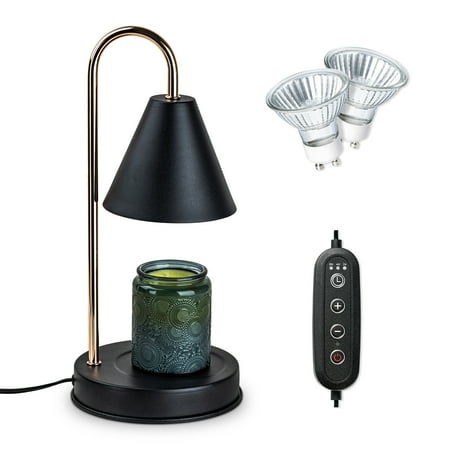 Candle Warmer Lamp with Timer, Electric Black Candle Lamp Warmer for Jar Candle, Mothers Day Gifts for Mom, House Warming Gifts New Home Decor Aesthetic, Dimmable Wax Melt Warmer with 2 Bulbs