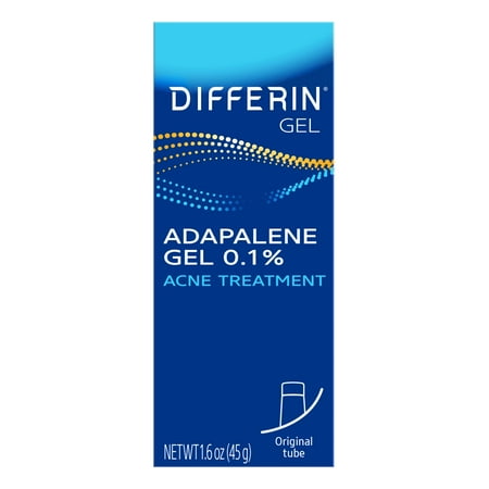 Differin Prescription-Strength Retinoid Acne Treatment Gel with 0.1% Adapalene, Clears & Prevents Acne, Fragrance-Free, 45g Tube