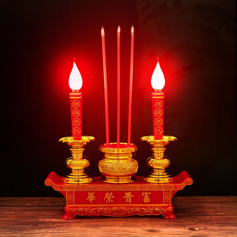 Electric electric incense electronic incense burners, candles, one piece of Buddha utensils, a complete set lamps for worship
