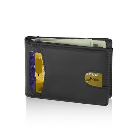 TSV Slim PU Leather Wallet with Money Clip for Men, RFID Blocking Bifold Card Holder