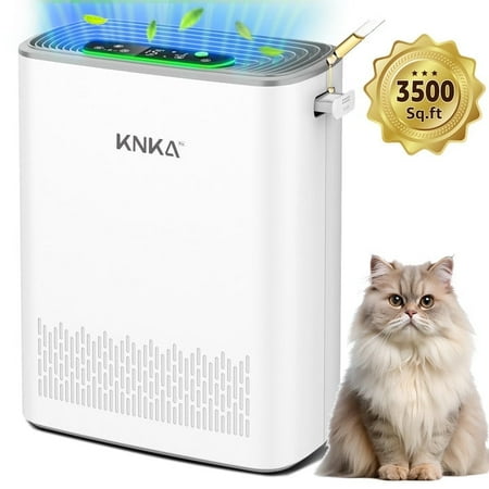 KNKA HEPA Air Purifiers for Home Large Room up to 3200 Sq.ft – Allergy & Pet Hair Relief, Air Quality Monitor, Auto/Turbo Mode, Essential Oil Diffuser, Ultra-Quiet