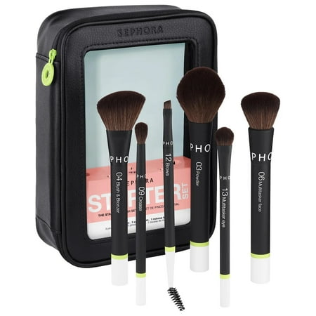 Sephora Favorites The Starter Brush Set ( 3 Face Brushes - 3 Eye Brushes and 1 Makeup Bag )