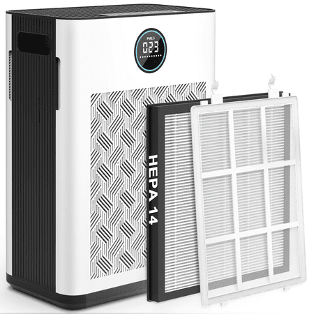 2025 Upgraded Air Purifier for Home Large Room 2800Ft² with Washable Pre-filter, H14 True Hepa Air Purifiers for Bedroom with Timer, 22dB Sleep Mode, for Pets Hair Pollen Odor Dander Dust Wildfire