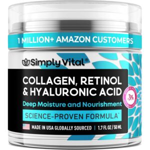 SimplyVital Collagen, Retinol & Hyaluronic Acid Cream – Anti-Aging Face Moisturizer for Face, Firming Skin Care Neck & Décolleté – Made in USA, Daily Moisturizer Face Cream Day & Night – 1.7 fl.oz. : Beauty & Personal Care