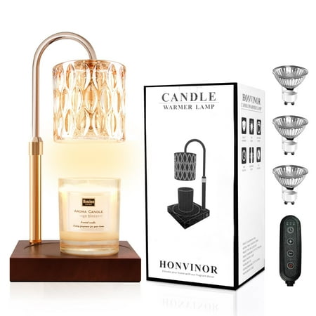 Adjustable Candle Warmer Lamp with Timer and Dimmer, Jar Candle Melting Light for Yankee Candles, 3 Bulbs, Home Decor, Brown