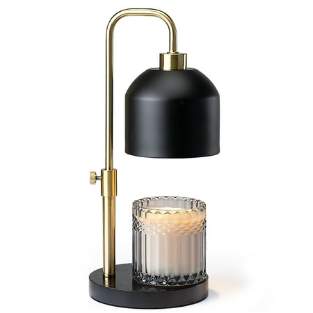 Better Homes & Gardens Matte Black Metal Candle Warmer Lamp with Adjustable Height, Gold Accent