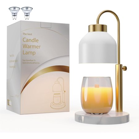 Candle Warmer Lamp, with 2 Bulbs,Timer & Dimmer,Compatible with Large Yankee Candle Jars,3 Wick Candles,Height Adjustable Electric Top Candle Melter,White,110-120v,Mother's Day Gifts