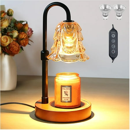 LUFF Candle Warmer Lamp, Adjustable Height Candle Warmer with Timer, Dimmable, House Warming Gifts New Home Decor, Wax Warmer Lamp for Jar Candles with 2 Bulbs
