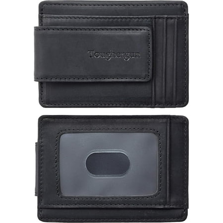 Slim Minimalist Wallet for Men with Magnetic Money Clip Leather Wallet, Credit Card Holder RFID Blocking Front Pocket Holds Cash and Cards
