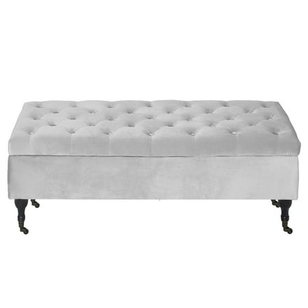 True Innovations and Design (USA) LLC Elle Decor Collette Tufted 50" Storage Bench Grey Manufactured Wood Metal,Polyester Storage,Tufted Velvet
