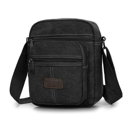 TSV Small Canvas Crossbody Bag, Shoulder Bag for Men, Vintage Messenger Bag for Work Business