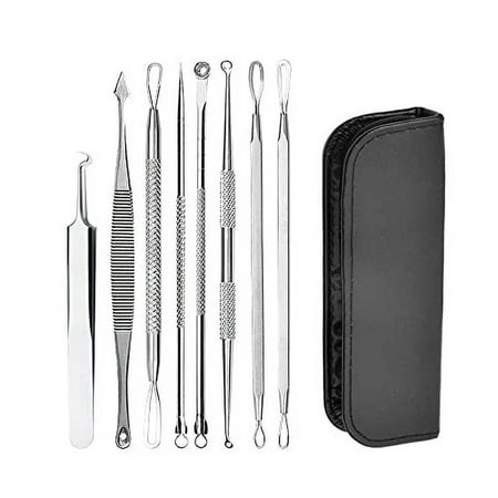 7 pieces of stainless steel blackhead acne removal tool facial skin care blackhead acne needle tool set beauty combination acne acne fat particles blemish treatment set (silver white)?
