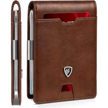 Amar Tool RUNBOX Mens Slim Wallet with Money Clip RFID Blocking Bifold Credit Card Holder